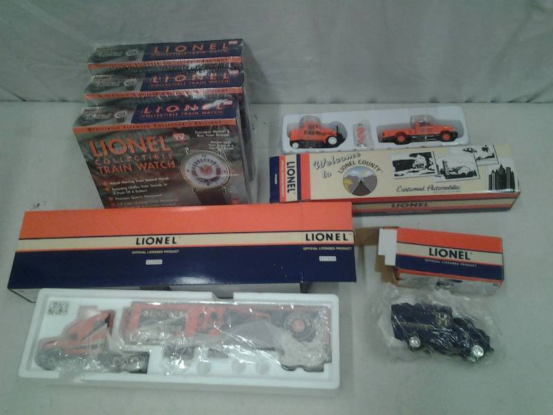 Lionel Tractor Trailer Semi, Set Of 2-Trucks-Street & Sanitation, Parcel Delivery Service & 3-Collector Watches (All Unopened)