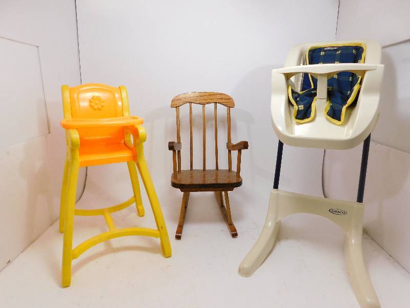 2 Doll High chairs and A Rocking Chair