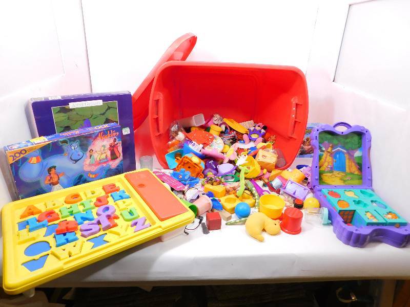 Large Lot of Toys, Puzzles, Tote Included