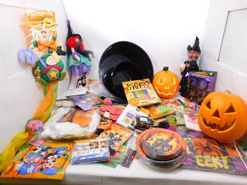 lot of halloween decorations