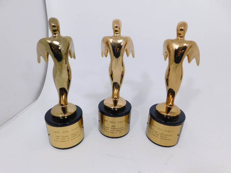 lot 34 image: 3 Telly Award Trophys