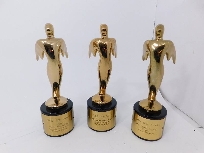 lot 35 image: 3 Telly Award Trophys