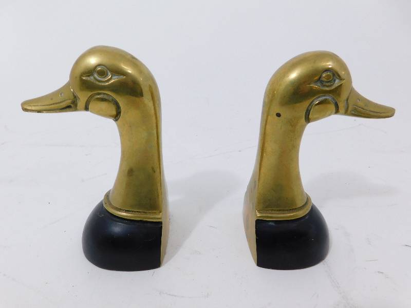 lot 53 image: Brass Duck Book Ends