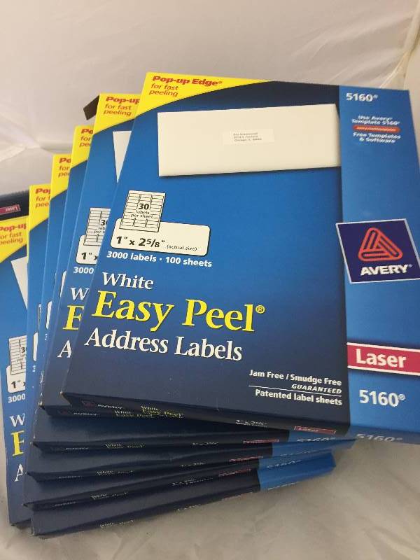 lot 75 image: White Easy Peel Address Labels 5160