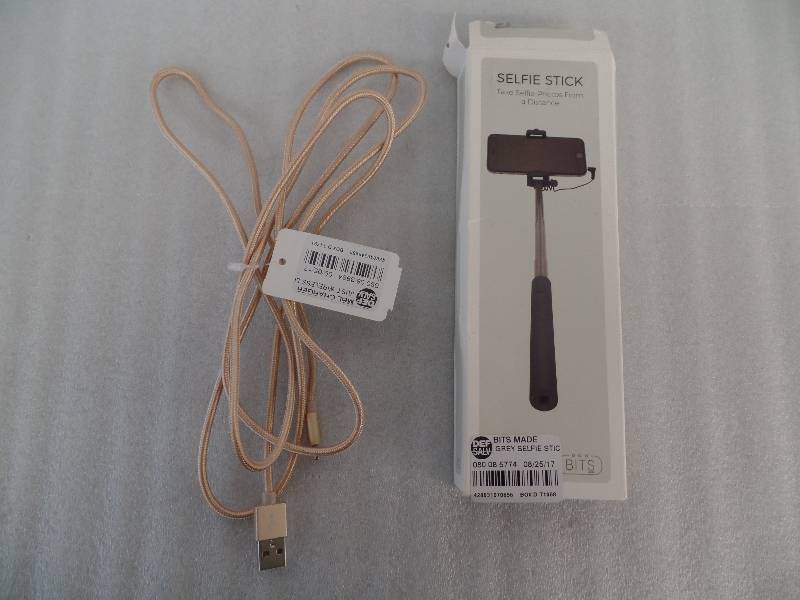 Selfie stick & Apple charging cord