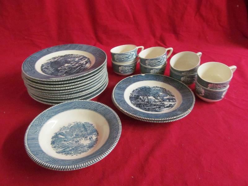 lot 120 image: Currier Ives,Royal China, Royal Ironstone dishes