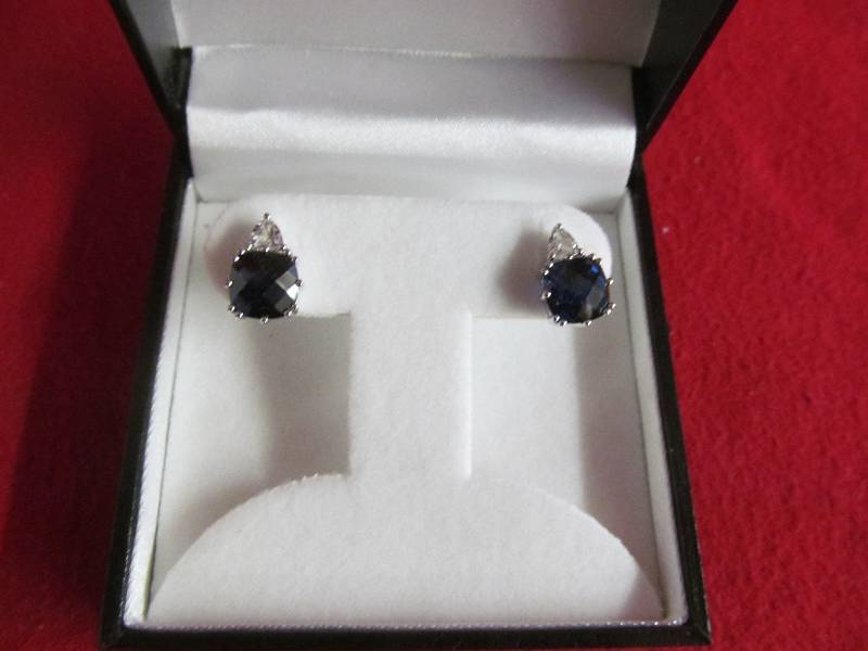 lot 134 image: sapphirediamond earrings