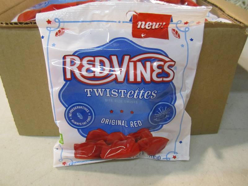 lot 54 image: Lot of 18 Bags Red Vines Twistettes...