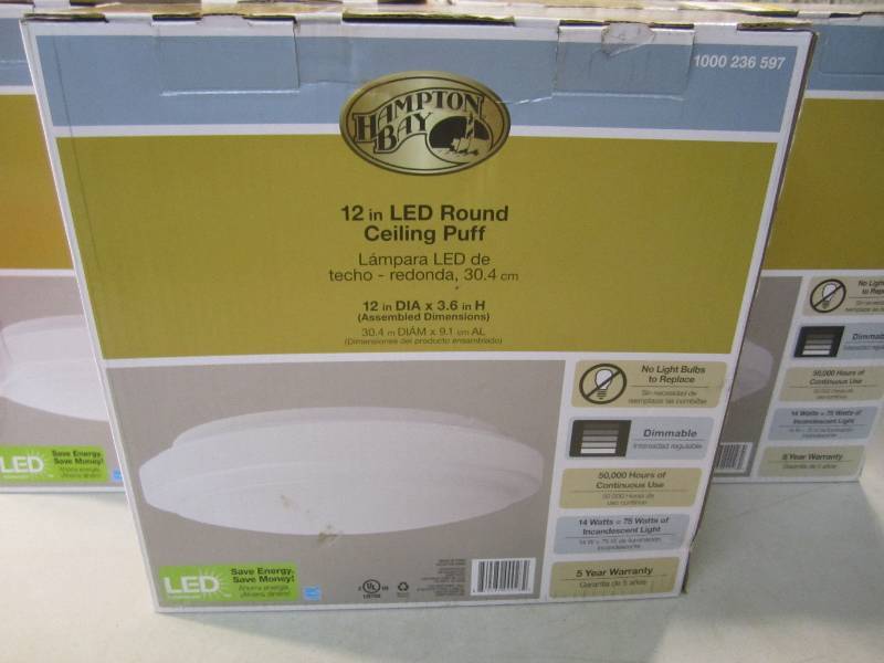 lot 106 image: Lot of 3 Hampton Bay 12 LED Round ...