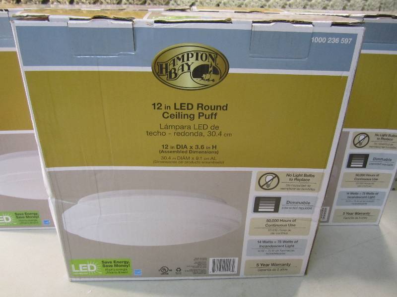 lot 107 image: Lot of 3 Hampton Bay 12 LED Round ...