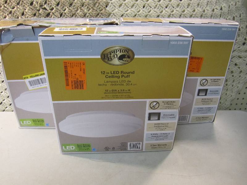 lot 108 image: Lot of 3 Hampton Bay 12 LED Round ...