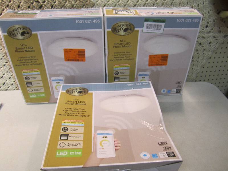 lot 110 image: Lot of 3 Hampton Bay 12 Smart LED ...