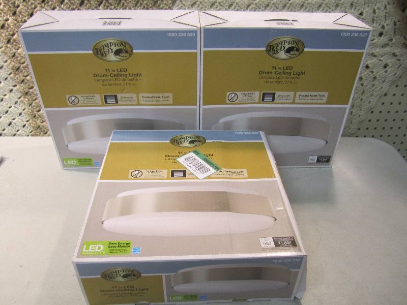 lot 111 image: Lot of 3 Hampton Bay 11 LED Drum-C...