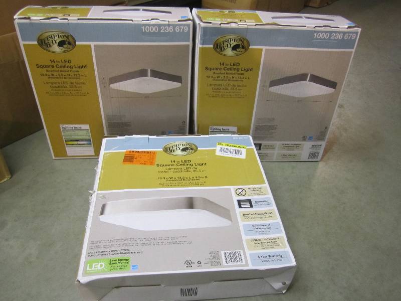 lot 115 image: Lot of 3 Hampton Bay 14 LED Square...