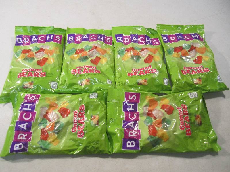 lot 201 image: Lot of 6 Bags Brachs Gummi Bears Be...