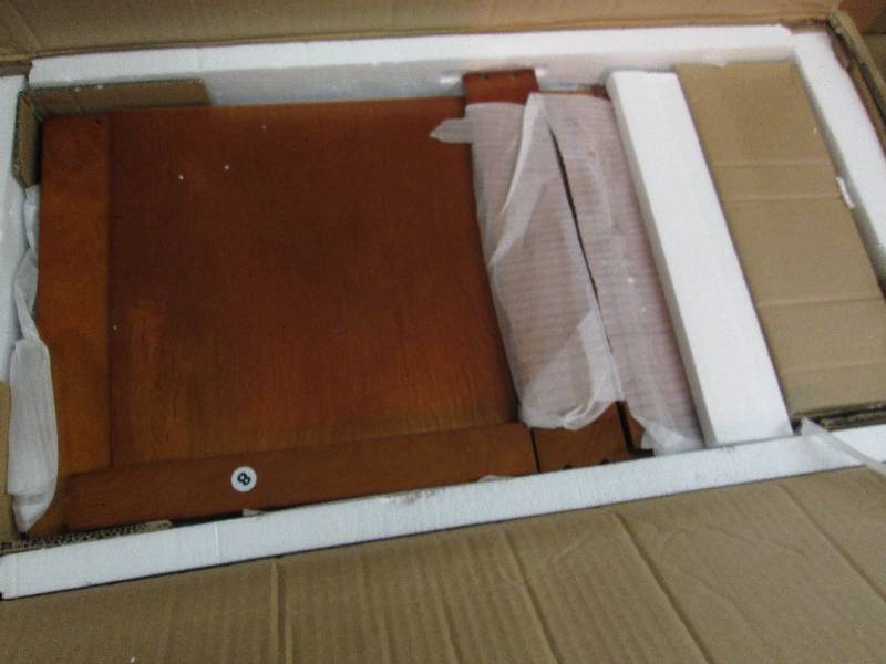 lot 14 image: Rolling Trash Bin in Oak open box R...
