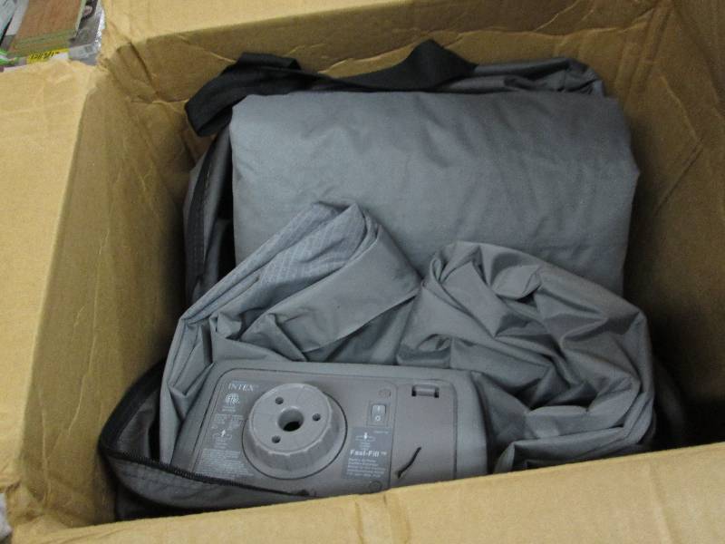 lot 29 image: Flocked Air Bed by Intex Queen open...