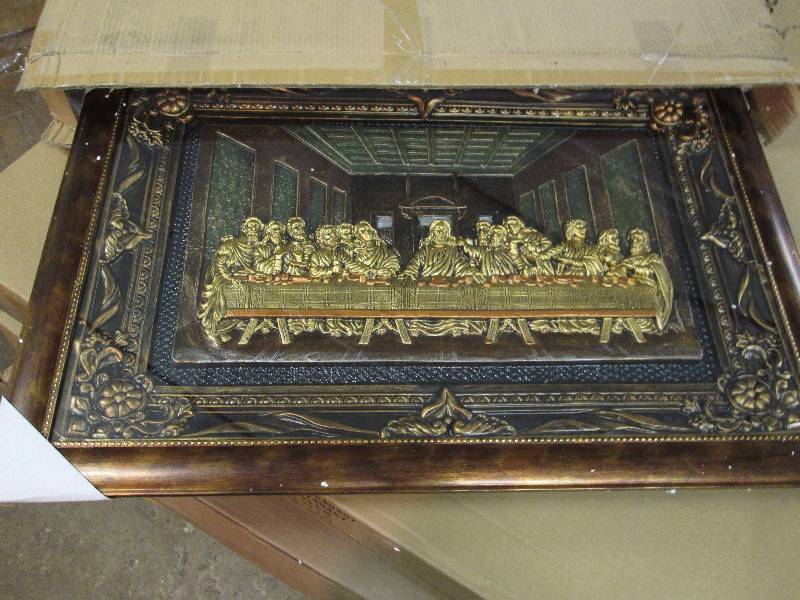 lot 30 image: Last Supper Print - open box, frame...