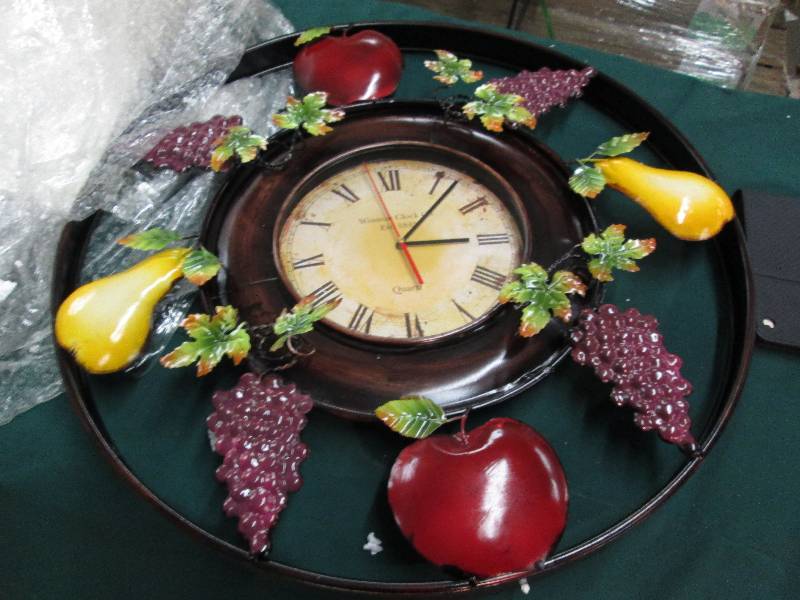 lot 61 image: Fruit Clock open box, untested Reta...