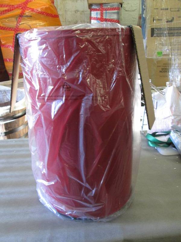 lot 85 image: Red Trash Bin with Metal Liner- no ...