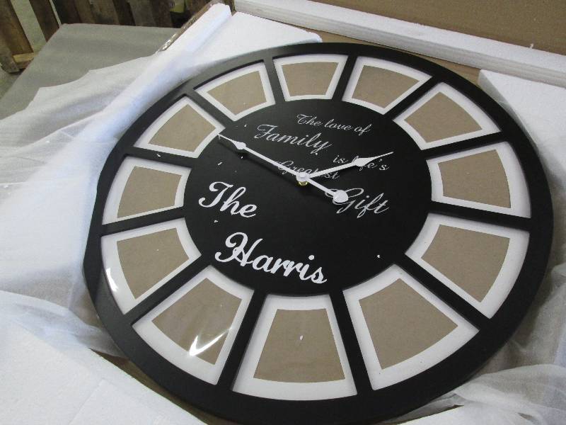 lot 102 image: Personalized Photo Frame Clock open...