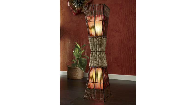 lot 42 image: Palisade Cane Floor Lamp Orange ope...