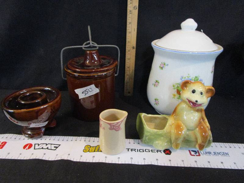Cookie Jar, Crockes, Planter, Insulator, PitcherCookie Jar, Crockes, Planter, Insulator, Pitcher
