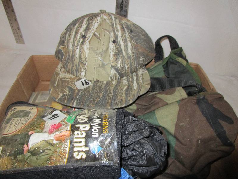 Cargo Pants, Camo Caps, Camo Carrier and Rain Poncho