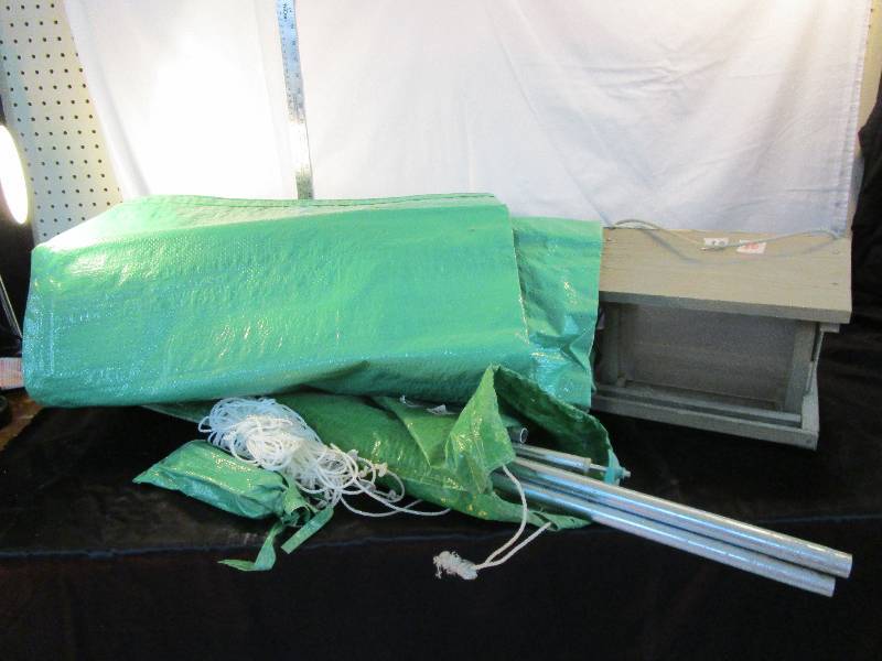 10 12 x 11 feet tarpTent with Steaks has poles so can be a cover tent and Bird Feeded