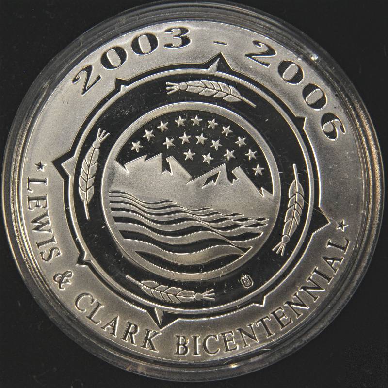 lot 07 image: 1935 BUFFALO NICKEL GOLD PLATED INLAID LEWIS & CLARK BICENTENNIAL