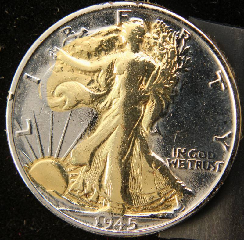 1945-S WALKING LIBERTY SILVER HALF DOLLAR GOLD PLATED | FEB 14th RARE ...