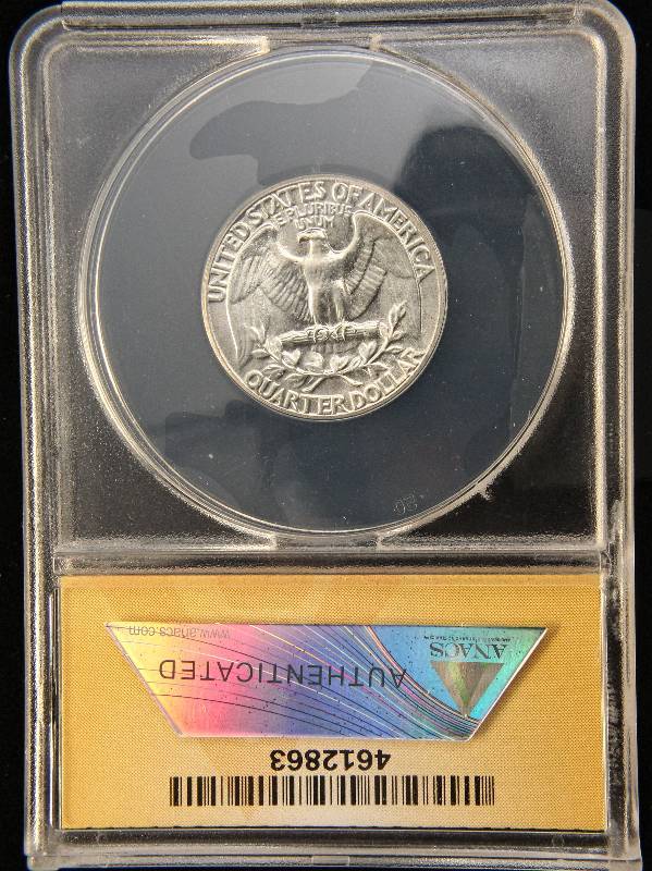 lot 21 image: 1960 WASHINGTON SILVER QUARTER MS65 ANACS