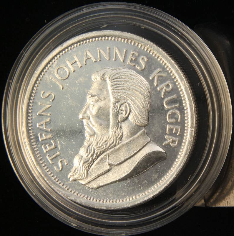 lot 27 image: 1 TROY OZ. .999 FINE SILVER KRUGERRAND COMMEMORATIVE IN AIRTITE