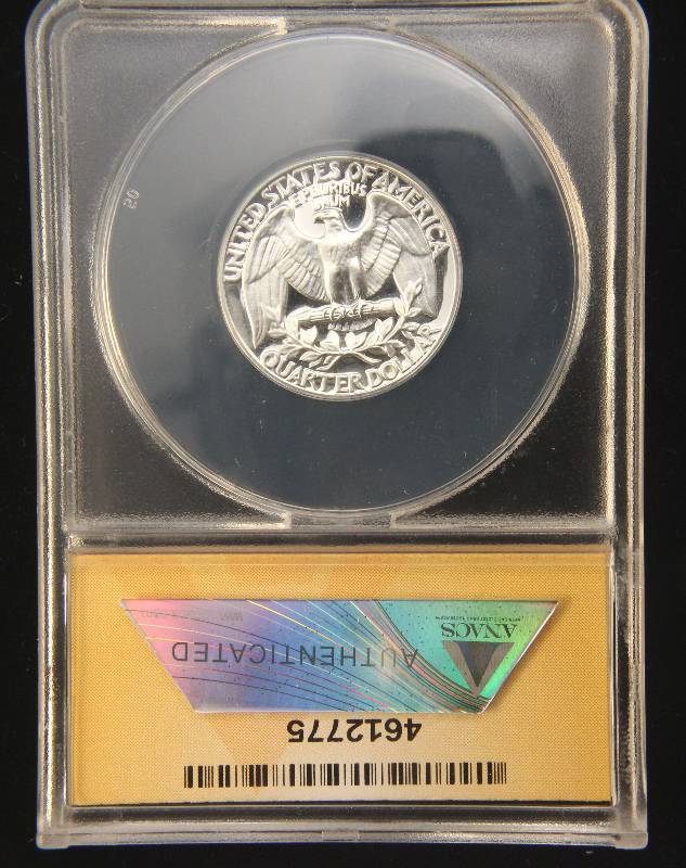lot 39 image: 1961 PROOF WASHINGTON SILVER QUARTER PR67 ANACS