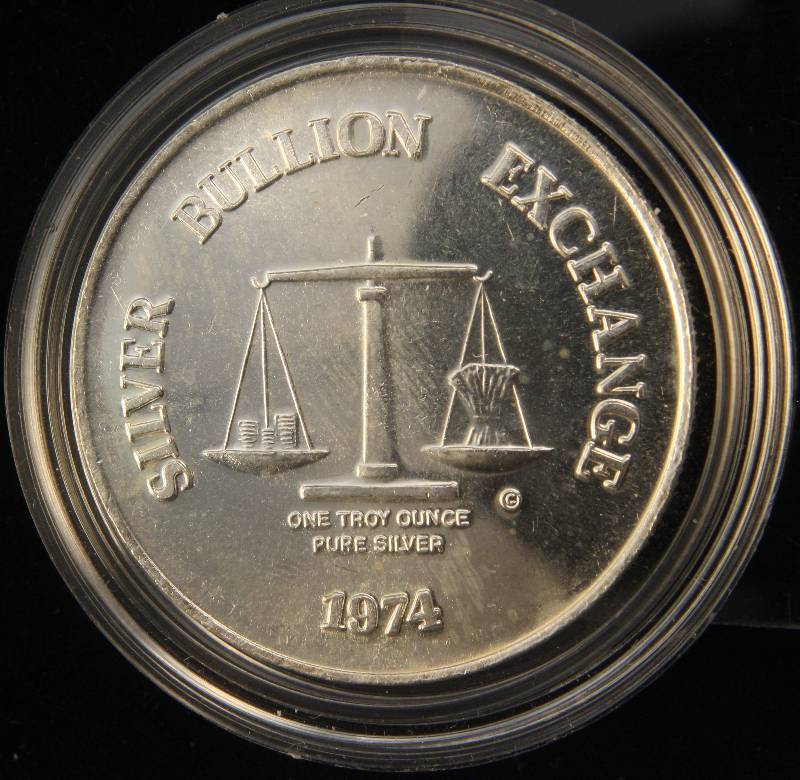 lot 43 image: 1 TROY OZ. .999 FINE SILVER 1974 TRADE EXCHANGE IN AIRTITE