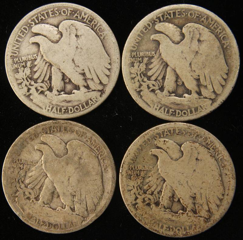 lot 67 image: 4 SILVER WALKING LIBERTY HALVES 1917, 1920, 1923-S, 1927-S