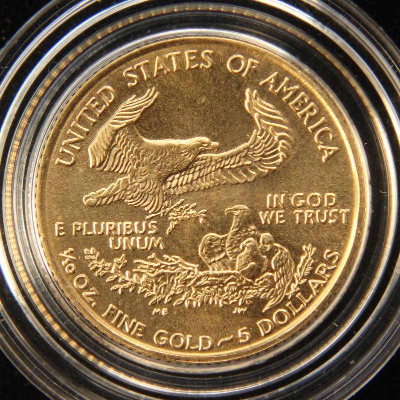 lot 71 image: 1996 $5 AMERICAN GOLD EAGLE 110TH TROY OZ. IN AIRTITE HOLDER