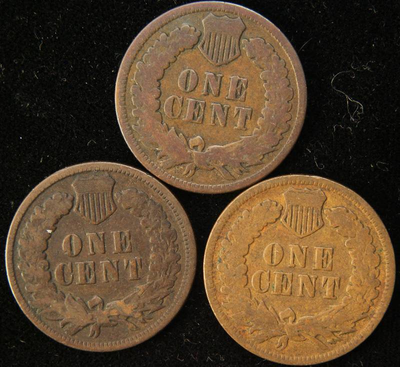 lot 74 image: 1887, 1891, 1902 INDIAN HEAD CENTS