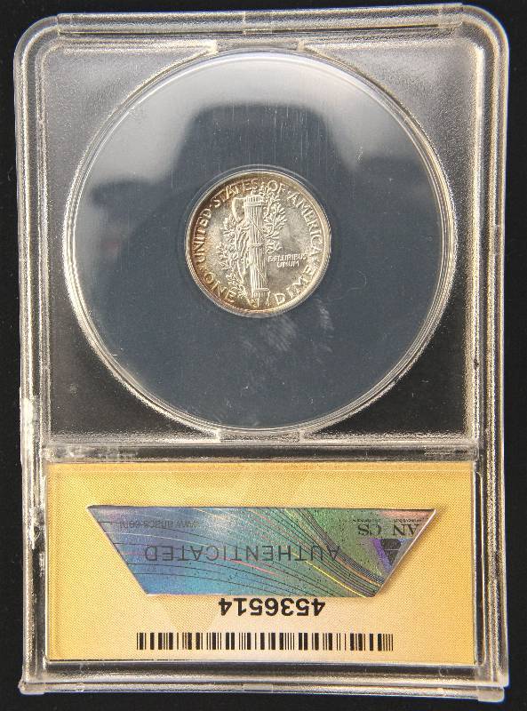 lot 75 image: 1941 MERCURY SILVER DIME MS65 ANACS