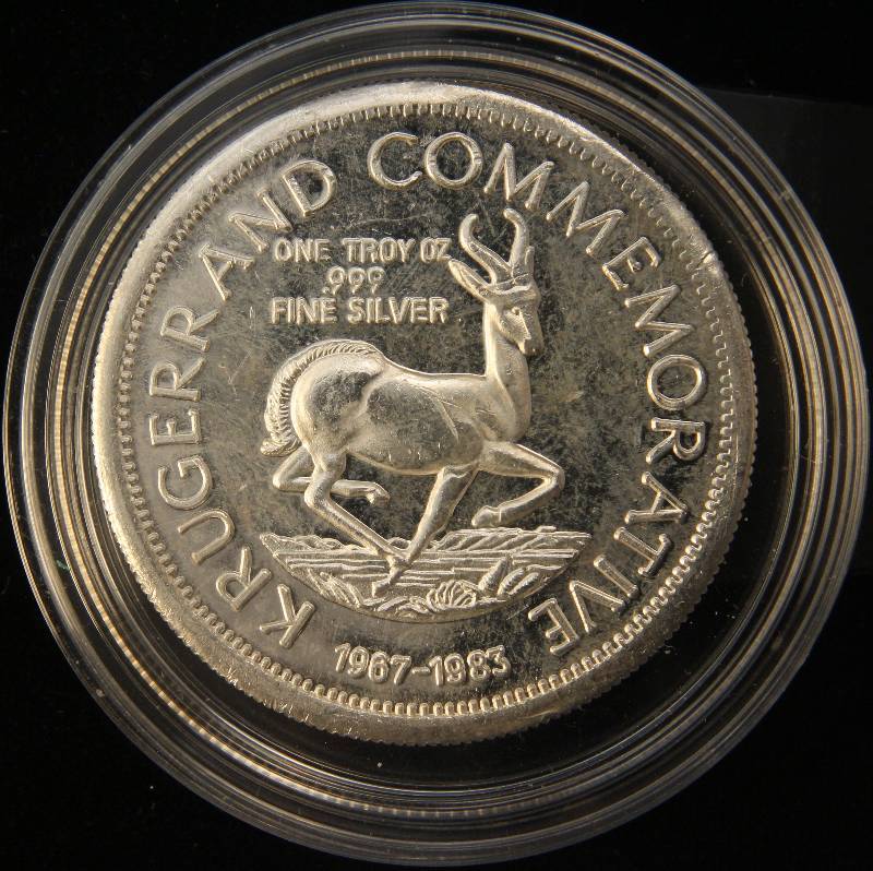 lot 78 image: 1 TROY OZ. .999 FINE SILVER KRUGERRAND COMMEMORATIVE IN AIRTITE