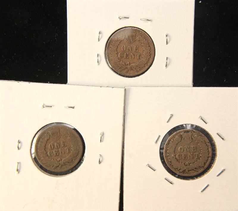lot 90 image: 1862, 1889, 1906 INDIAN HEAD CENTS