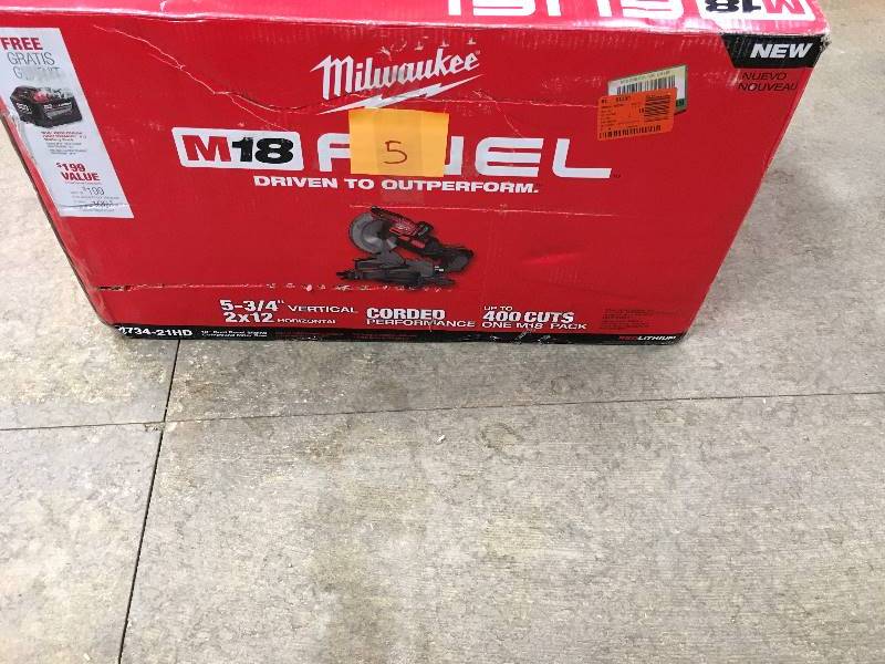 Milwaukee M18 18-Volt FUEL Lithium-Ion Cordless Brushless 10 in. Dual Bevel Sliding Compound Miter Saw Kit open box never used