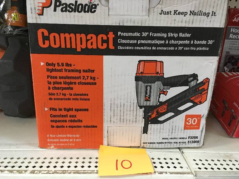 Paslode Compact Pneumatic 30 Degree Framing Strip Nailer not used