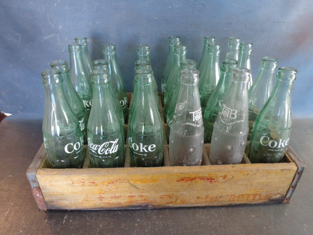 Coca Cola Bottles and Wood Crate