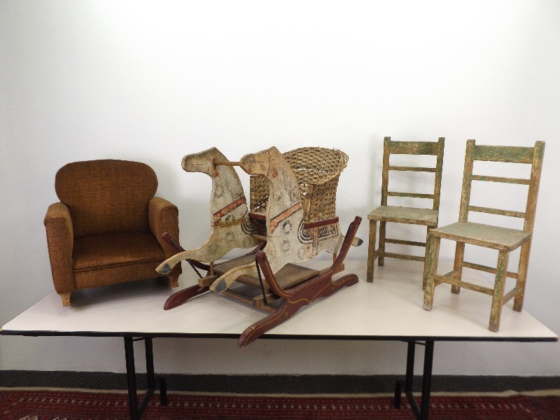 Antique Childs Rocking Horse, Chairs, etc.