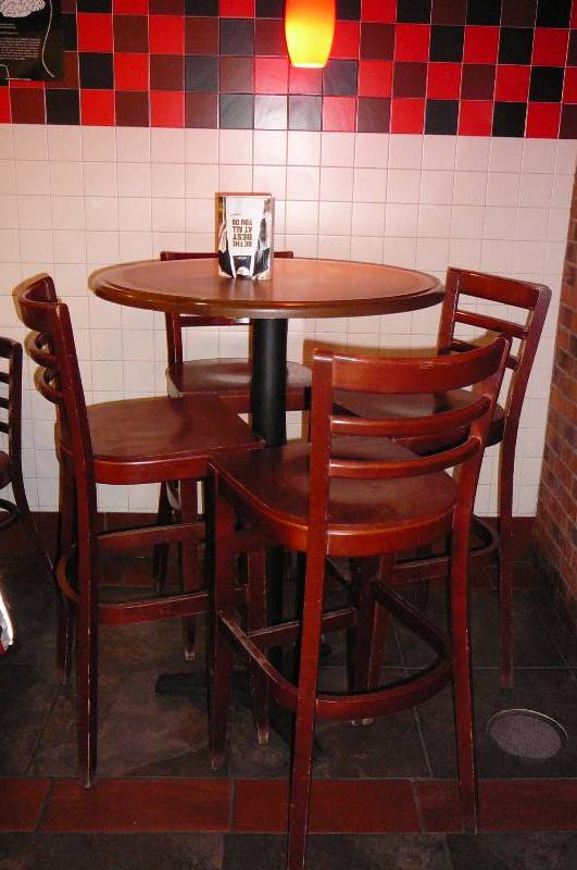 lot 2 image: High Top Wooden Table and Chairs