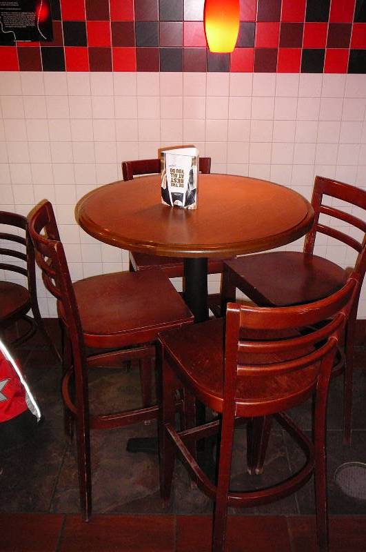 lot 1 image: High Top Wooden Table and Chairs