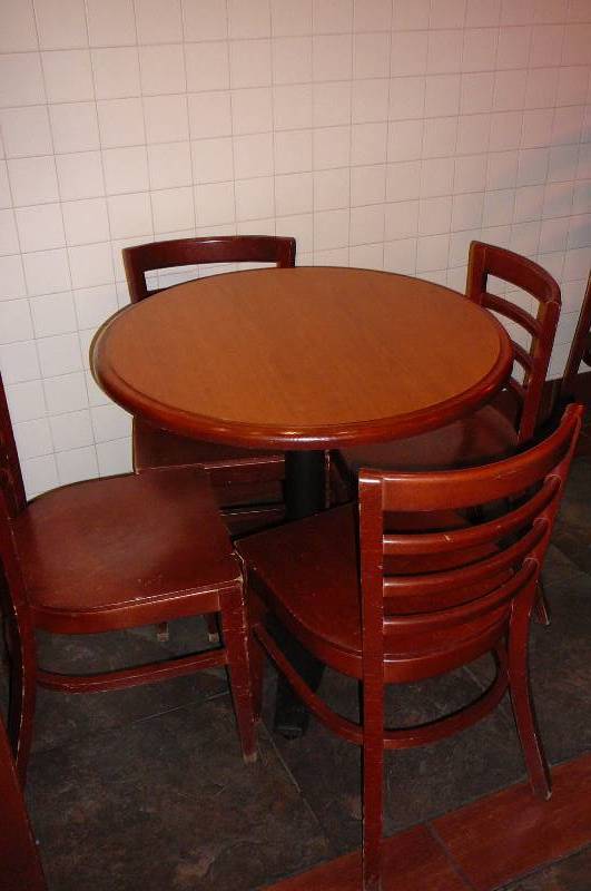 lot 4 image: Round Wooden Table and Chairs