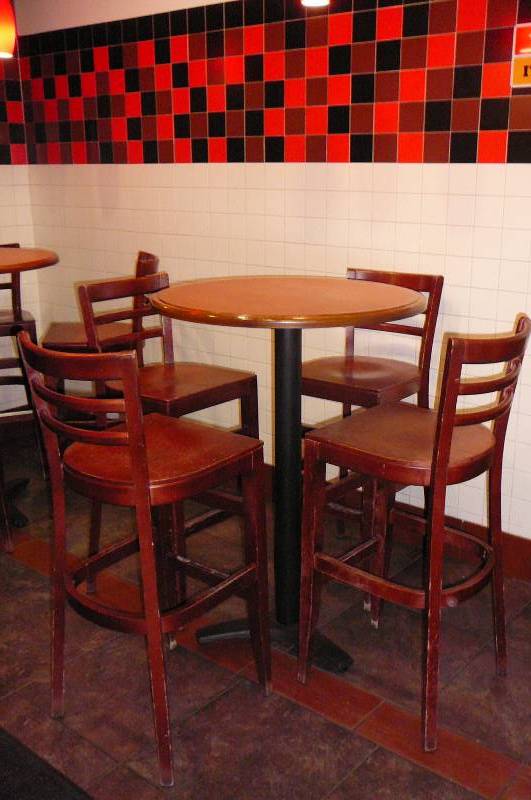 lot 3 image: High Top Wooden Table and Chairs