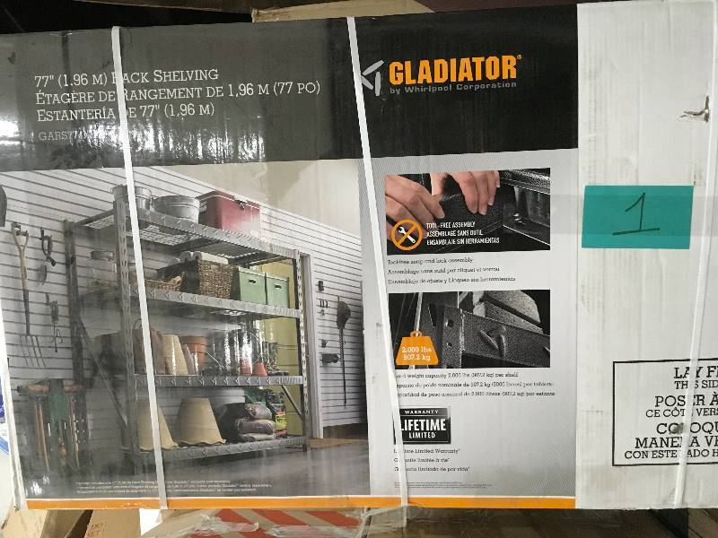 lot 1 image: Gladiator 77 Large Rack Shelf open box not used